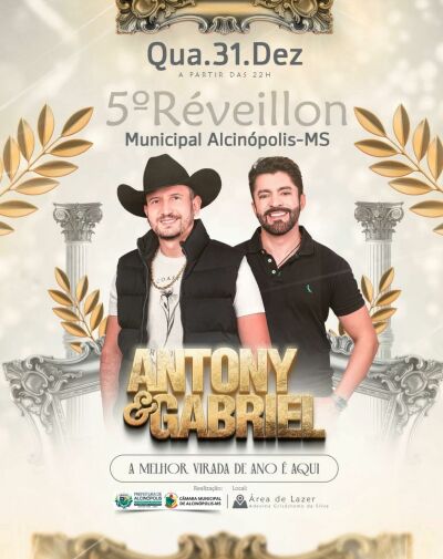 Imagem da notícia Prefeito Weliton Guimarães anuncia Festa de Virada com show da dupla Antony & Gabriel em Alcinópolis